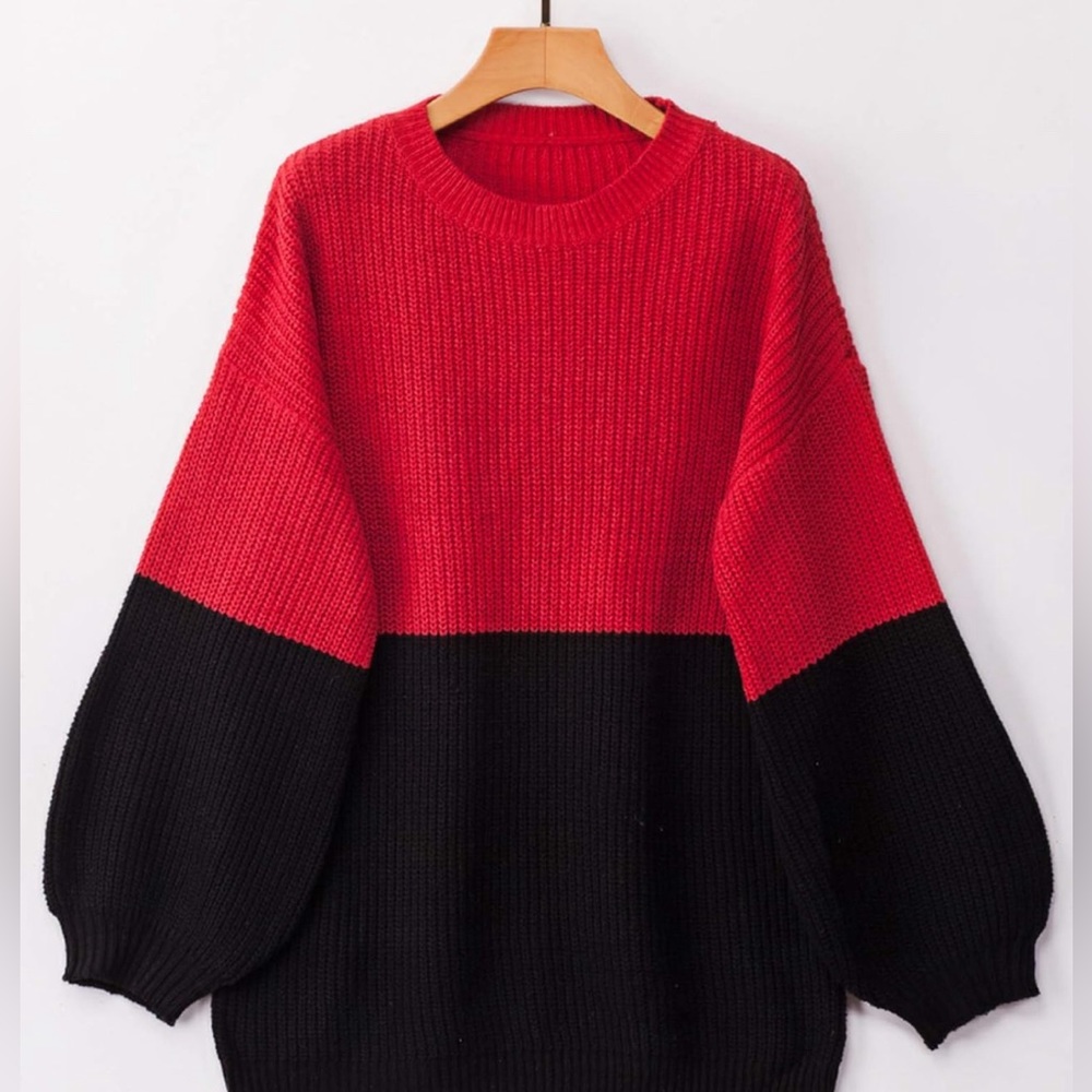Angashion Oversized Chunky knit sweater. Drop Shoulder, Batwing Sleeve